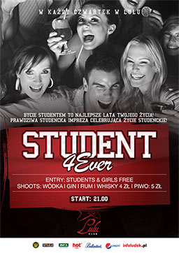 Szczecin, impreza, czwartek, dla studentów, student4ever, Lulu Club, w Szczecinie