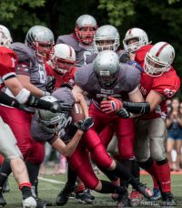 ARCHIWUM. Szczecin. SPORT. Wydarzenia. 06.07.2014. Futbol Amerykański I Liga – mecz Husaria Szczecin vs Tychy Falcons @ Stadion przy ul. Witkiewicza w Szczecinie