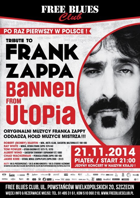 Szczecin, koncerty, weekend, FBC, Free Blues Club, Banned from Utopia, Frank Zappa, w Szczecinie