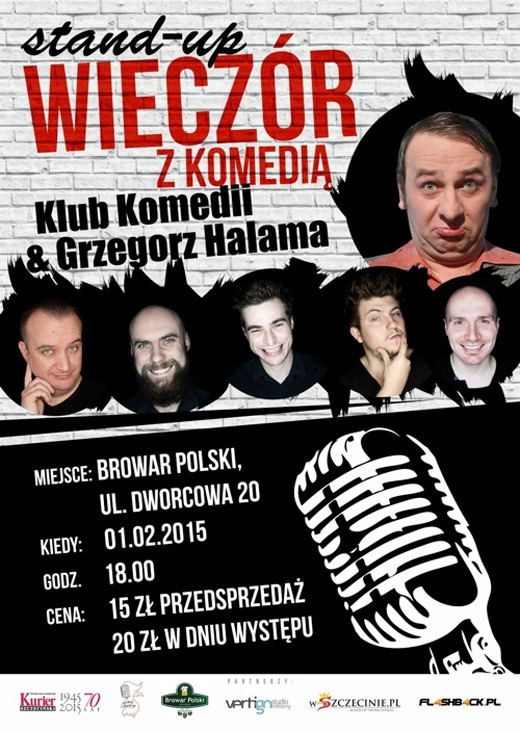 ARCHIWUM. Szczecin. Imprezy. 01.02.2015. Klub Komedii & Grzegorz Halama @ Klub Muzyczny Browar Polski