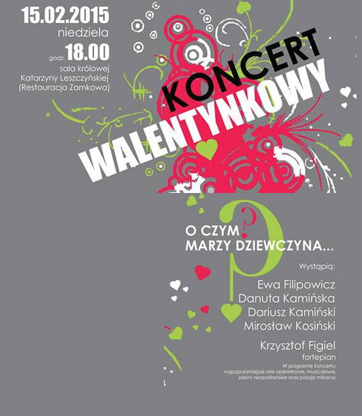 ARCHIWUM. Szczecin. Koncerty. 15.02.2015. Koncert walentynkowy: O czym marzy dziewczyna @ Zamek Książąt Pomorskich w Szczecinie