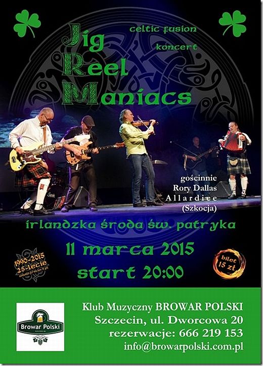 Szczecin, koncert, koncerty w Szczecinie, Klub Muzyczny Browar Polski, kierunek Szczecin, Jig Reel Maniacs, Celtic fusion, w Szczecinie