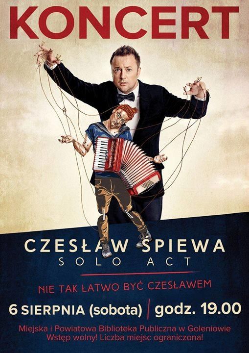 ARCHIWUM. Goleniów. Koncerty. 06.08.2016. Czesław Śpiewa – Solo Act @ Miejska i Powiatowa Biblioteka Publiczna