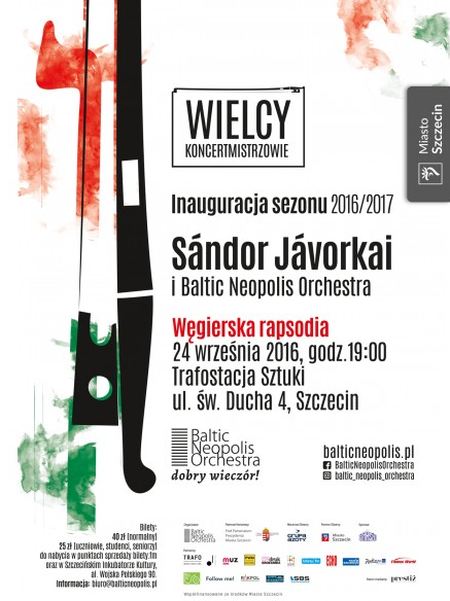 ARCHIWUM. Szczecin. Koncerty. 24.09.2016. Baltic Neopolis Orchestra & Sándor Jávorkai @ TRAFO Trafostacja Sztuki