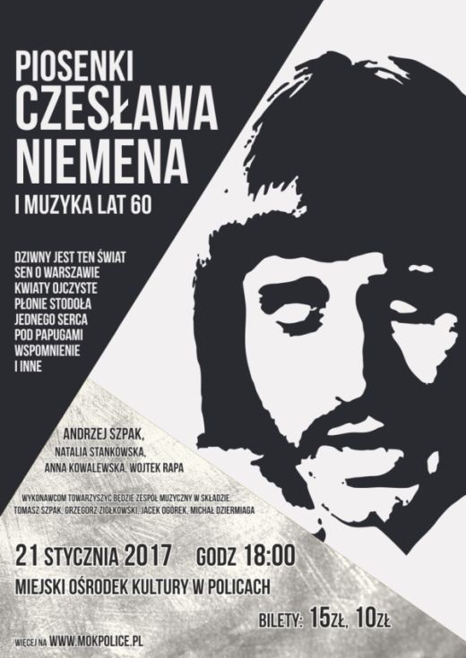 ARCHIWUM. Police. Koncerty. 21.01.2017. Czesław Niemen i piosenki z lat 60 @ Miejski Ośrodek Kultury w Policach