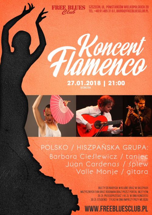 ARCHIWUM. Szczecin. Koncerty. ♪ 27.01.2018. Koncert flamenco: Cieślewicz, Cardenas, Monje @ Free Blues Club