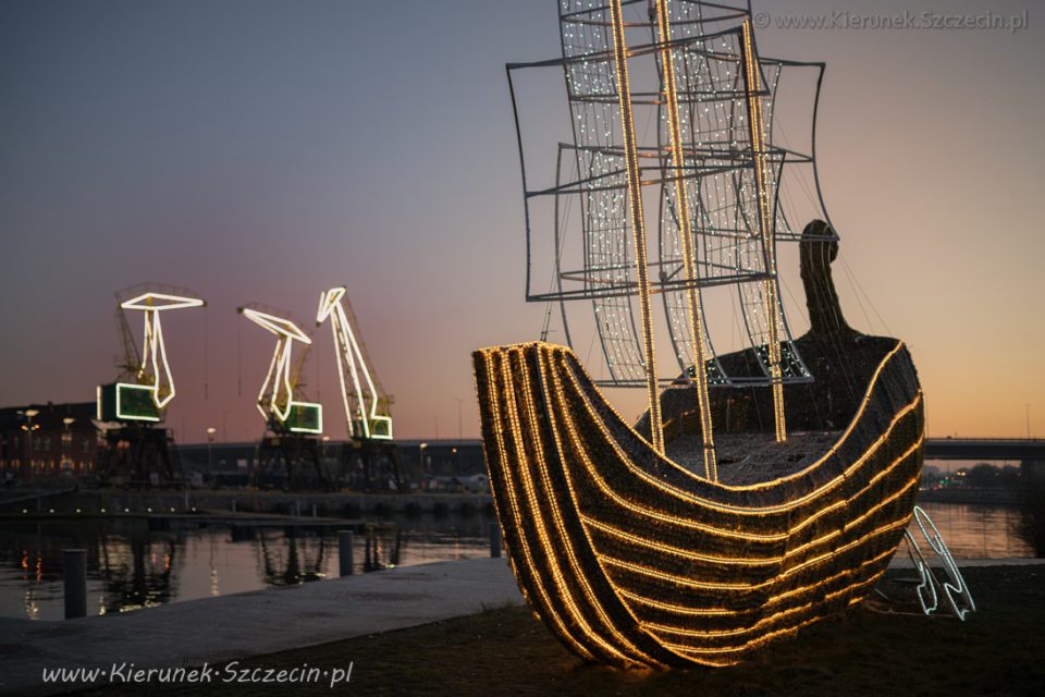 2019 02 18 Szczecin na co dzień, światła, dźwigozaury, łasztownia