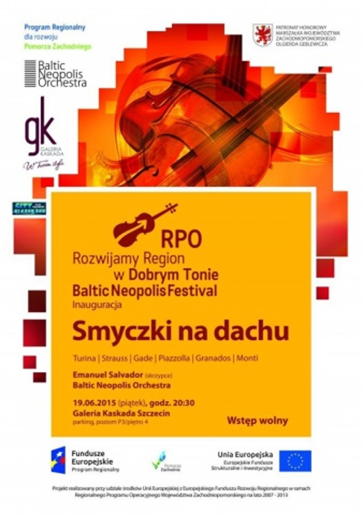 Szczecin, Galeria Kaskada, koncerty w Szczecinie, kierunek Szczecin, Baltic Neopolis Orchestra, Emanuel Salvador, smyczki na dachu, weekend w Szczecinie, Rozwijamy Region w Dobrym tonie, wjazd free