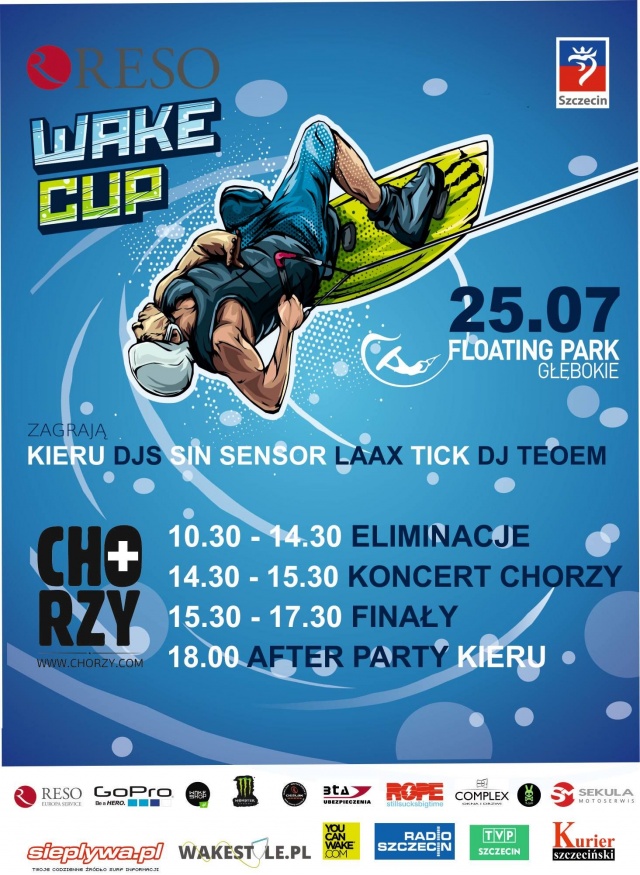 ARCHIWUM. Szczecin. SPORT. Imprezy. 25.07.2015. Wake Cup – zawody w wakeboardzie za wyciągiem @ Floating Park Głębokie