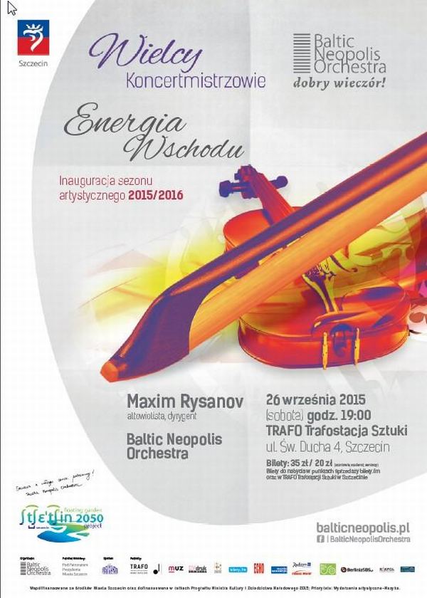 ARCHIWUM. Szczecin. Koncerty. 26.09.2015. Baltic Neopolis Orchestra & Maxim Rysanov: Energia Wschodu @ TRAFO Trafostacja Sztuki