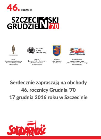 ARCHIWUM. Szczecin. Wydarzenia. 17.12.2016. 46. rocznica Grudnia ’70 w Szczecinie