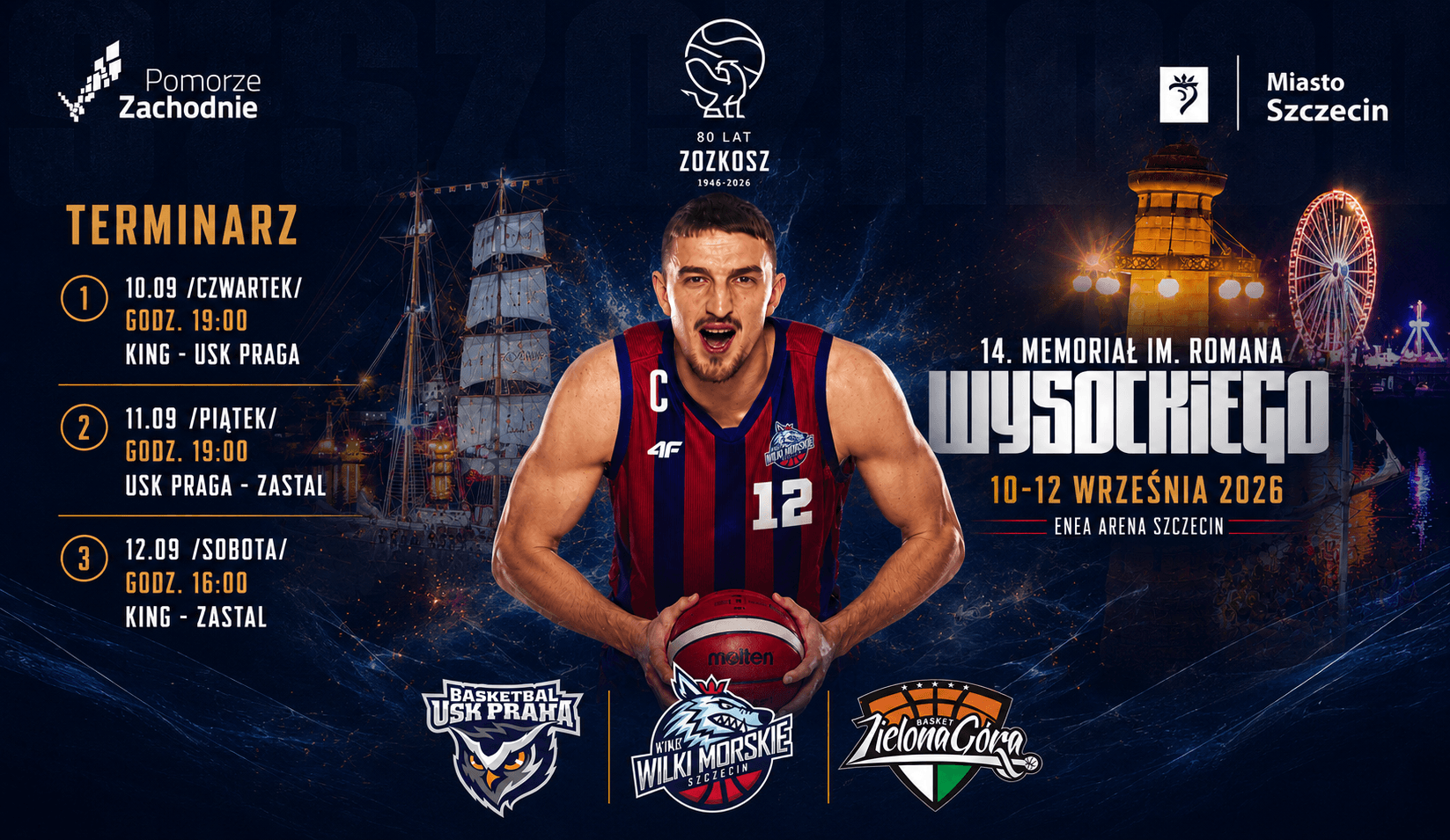 Szczecin 10–12.09.2026: XIV Memoriał Romana Wysockiego — koszykówka w Enea Arenie