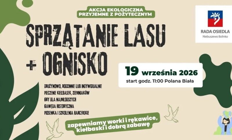Szczecin. 19.09.2026. Osiedlowe sprzątanie lasu i ognisko na Polanie Białej