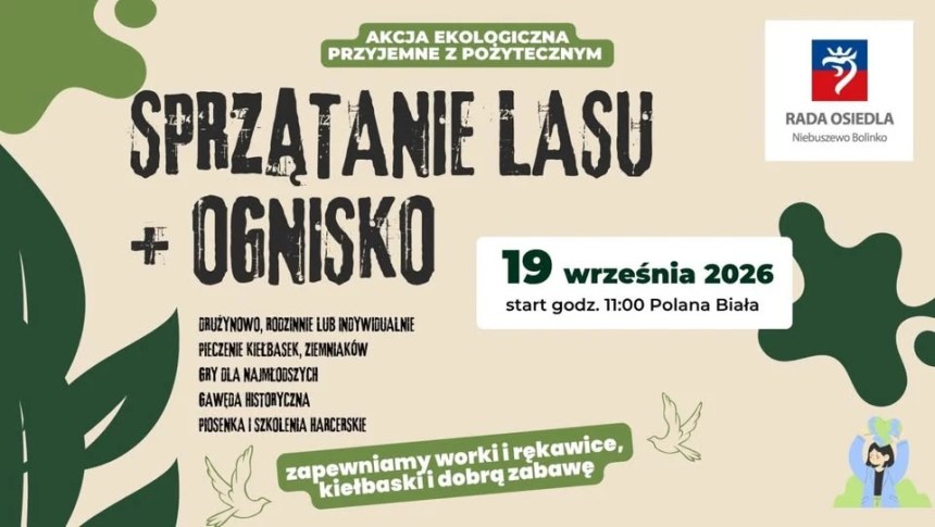 Szczecin. 19.09.2026. Osiedlowe sprzątanie lasu i ognisko na Polanie Białej